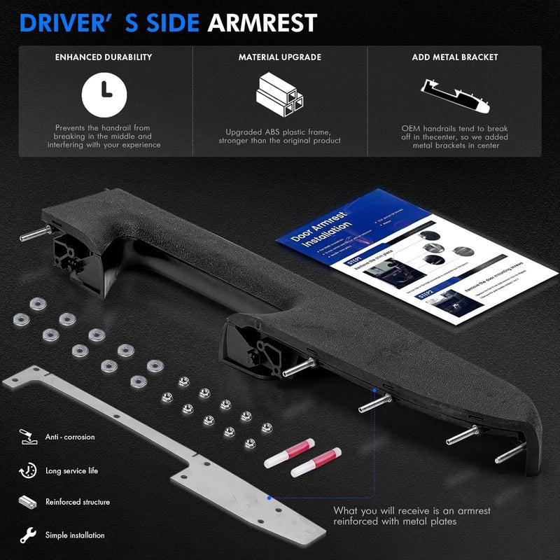 RHAOCZIYAUTO 22818465 Front Left Driver Side Armrest Repair Kit Fit for Chevy Silverado 1500 2500HD 3500HD 2010-2014 For GMC Sierra 1500 2500 HD 3500 HD 2010-2014 Door Panel with Release Handle Below Armrest Black - Image 4
